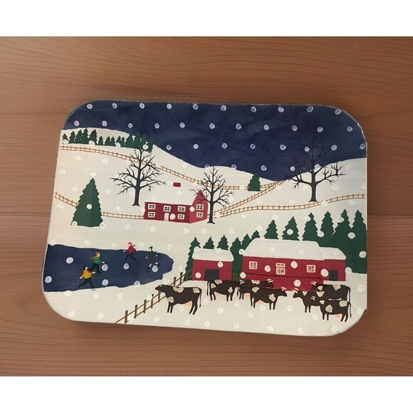 Bath & Body Works 1998 Grandma Beaty RARE Art Holiday Tray Paper Maiche 16x12 - Picture 1 of 6